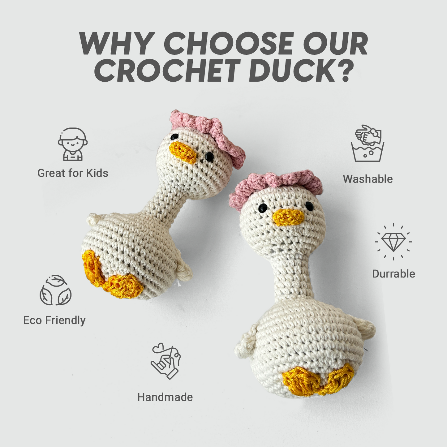 Handmade Crochet Duck Bag charm