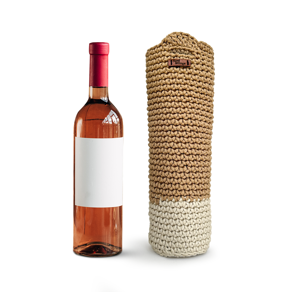  Bottle with a woven cover on a white background