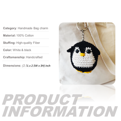 Crochet Penguin Bag charm