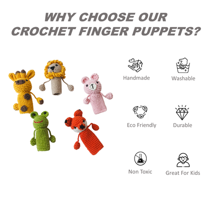 Handmade Crochet Finger Puppets (Set of 5)