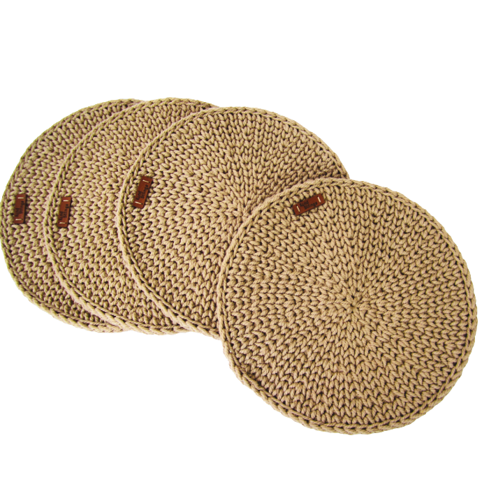 Beige woven Mat  on a white background