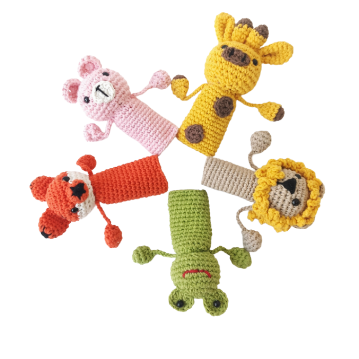 Handmade Crochet Finger Puppets (Set of 5)