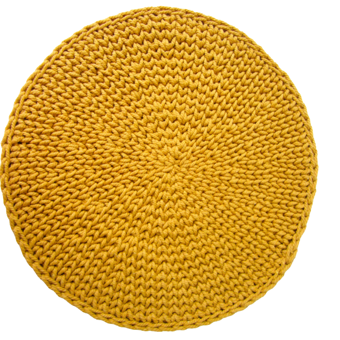 Round yellow mat on a white backgroun