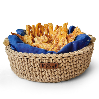 Woven basket with crackers on a White background