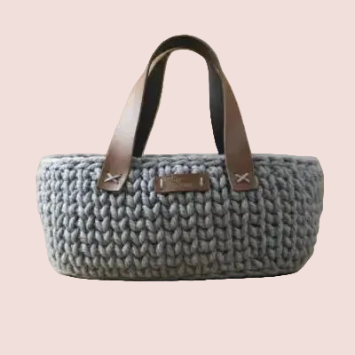 Handmade Crochet Oval Basket